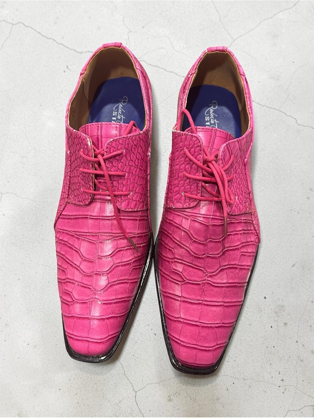 Roberto Chillini STATUS Hot Pink Croc‑Embossed Dress Shoes – Size 13